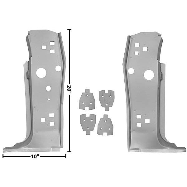 1969 70 Mustang A Pillar w/ Bracket - Weld Through Primer - 6 Pieces Set / Pair