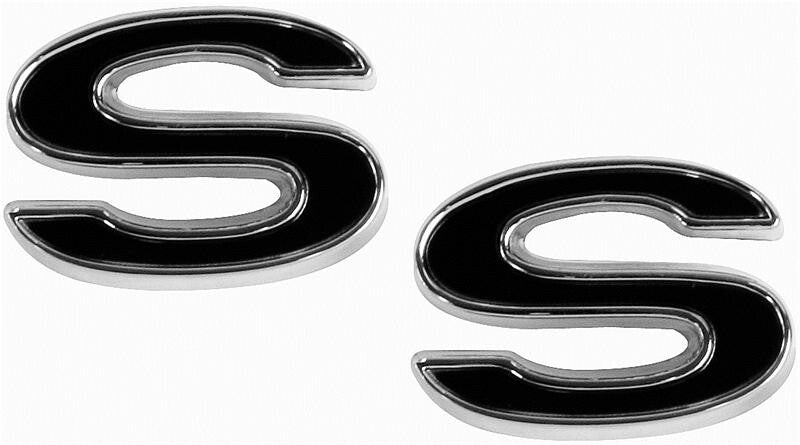 EMBLEM 69-72 FENDER SS BLACK PAIR CHEVROLET CAMARO