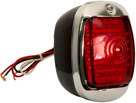TAIL LIGHT RED RH BLK LED (45) -CHROME BEZEL TRIM 1940-53 CHEVROLET TRUCK