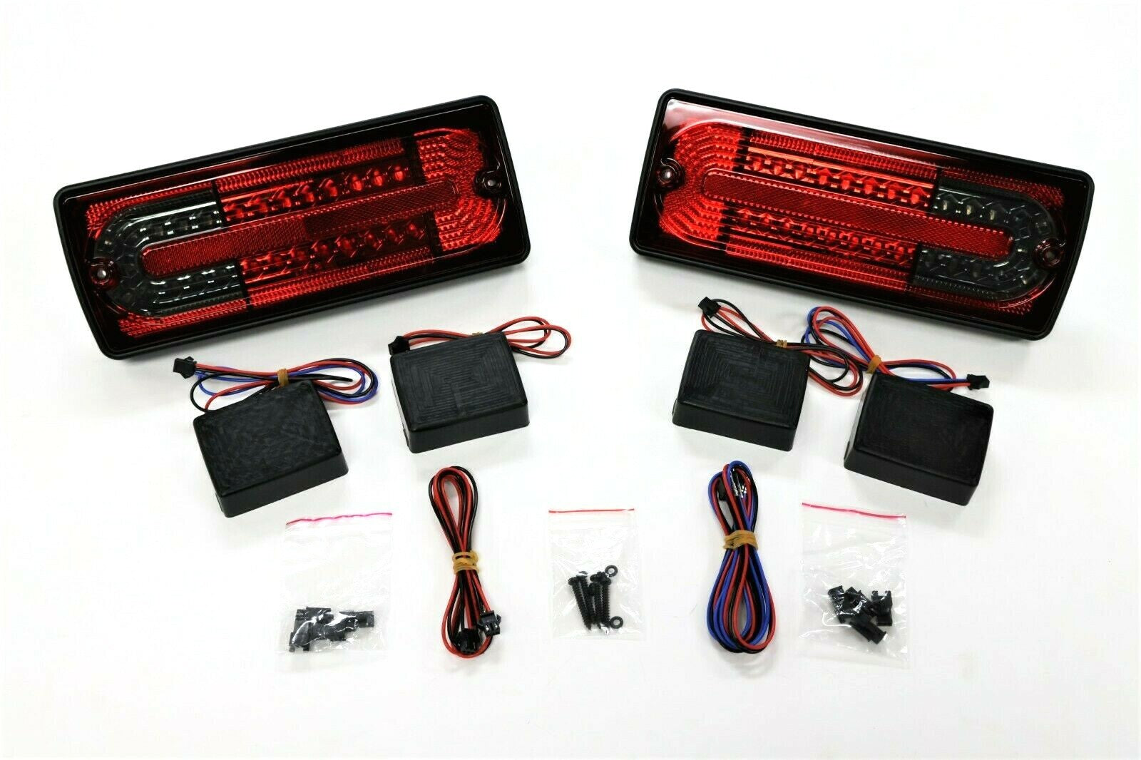 Fits 1990~2011 Benz W463 LED Tail Lamp Light BLK RIM Red Smoke