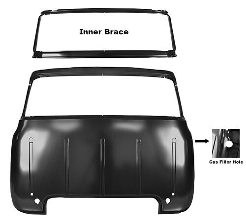 CAB BACK PANEL ASSEMBLY 1956 FORD TRUCK (LRG WINDOW) W/ GAS HOLE W/BRACE KIT