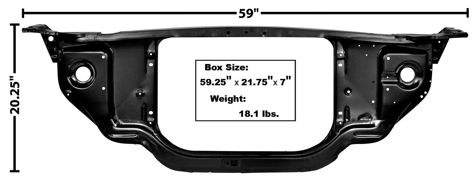 1964 64 Chevy Impala Radiator Support Black EDP Coated Steel Dynacorn