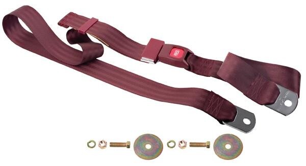 SEAT BELT MAROON 74" PUSH BUTTON LATCH FORD MUSTANG