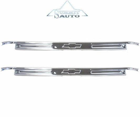 1967 68 69 70 71 72 Chevy Pickup Truck Door Sill Scuff Plates Pair w/ Bow Tie
