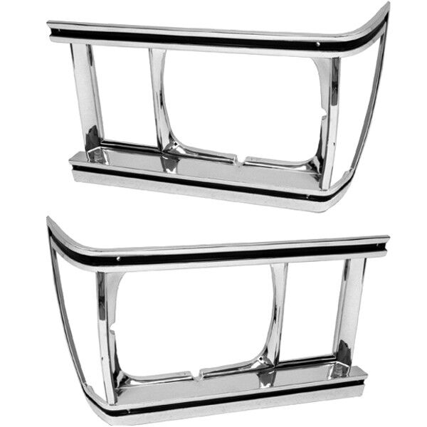 1981 El Camino Headlight Headlamp Door Trim Bezels Pair 2 Pieces Chrome Dynacorn