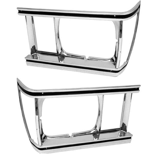 1981 El Camino Headlight Headlamp Door Trim Bezels Pair 2 Pieces Chrome Dynacorn
