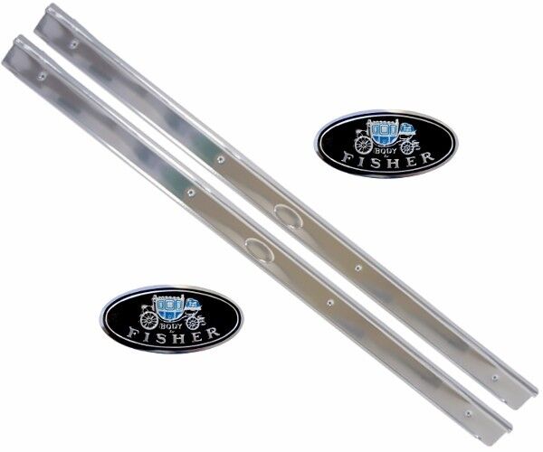 64 65 66 67 Chevy Chevelle El Camino GTO Sill Scuff Plate no Ribs w/Fisher Decal