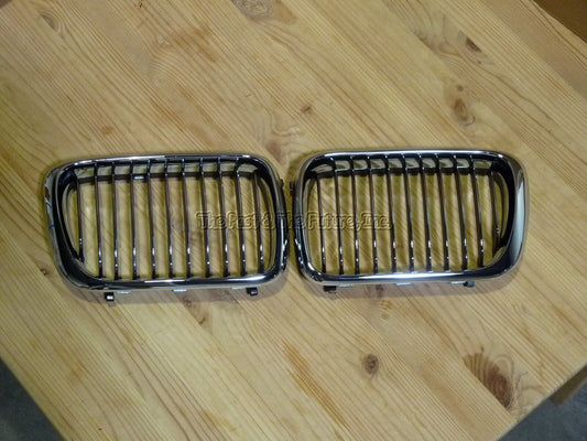 Fit BMW E36 3-Series Aftermarket Front Kidney Grille Grill CHR Black Left Right