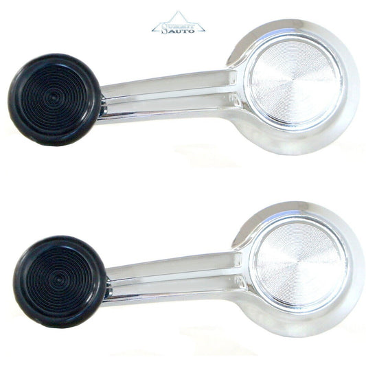 1967 Chevelle Nova Impala GTO El Camino Door Window Cranks w/ Black Knobs Pair
