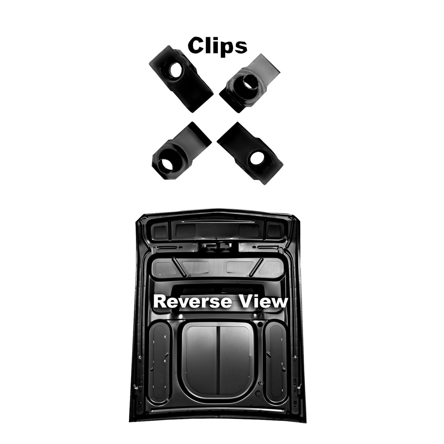 Eleanor Style Hood wo/Hole w/Clips Black EDP Steel 1967~1968 Mustang Dynacorn