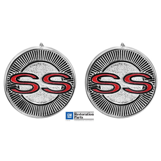 1965 65 Chevy Impala Door Panel Emblem - Pair GM Licensed