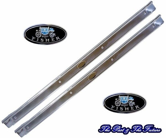 1964 65 66 67 Chevelle El Camino GTO STAINLESS Sill Scuff Plates Pair Ribs Style