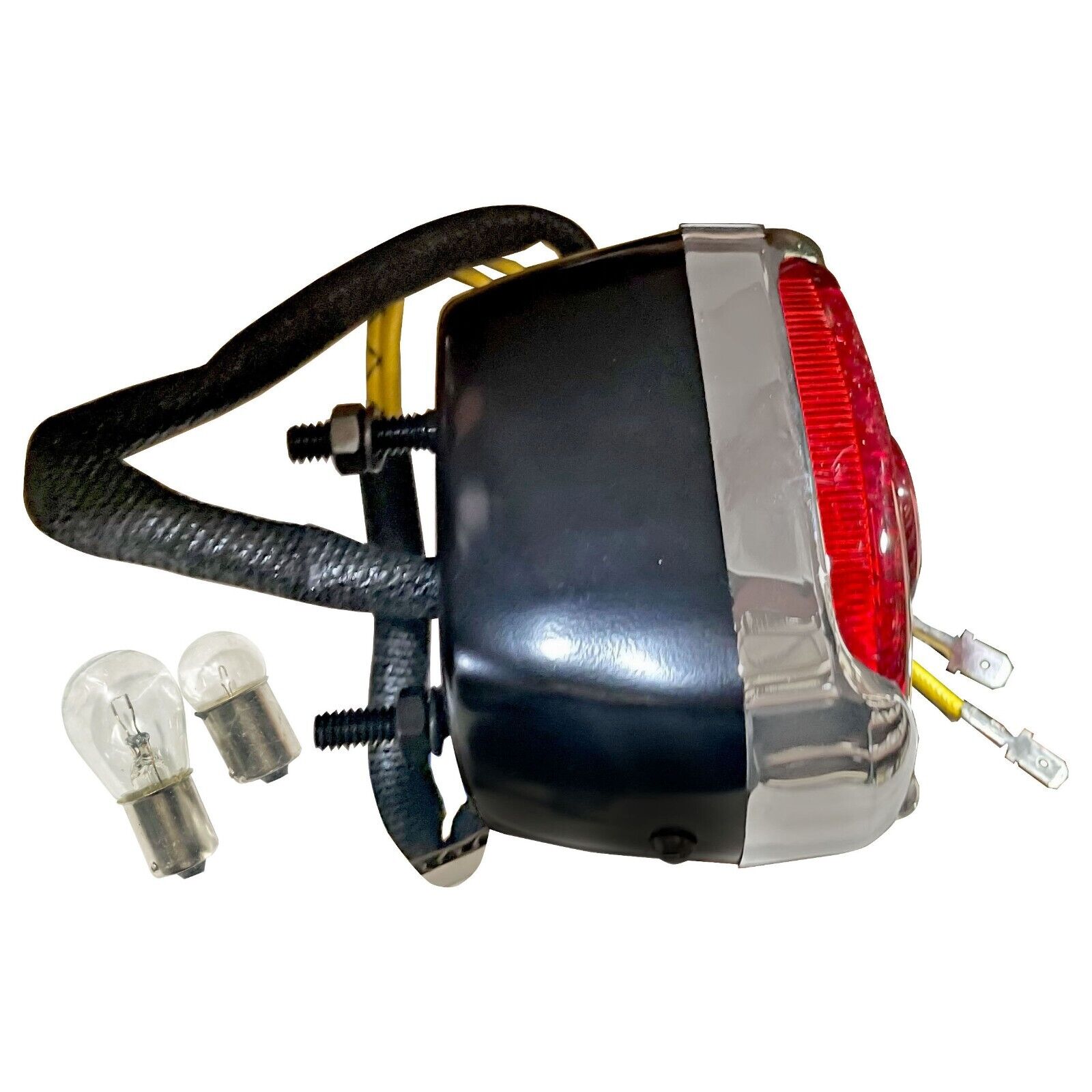 1940~1953 Chevy Truck Tail Lamp Light Red Lens Black w/Chrome Housing Left