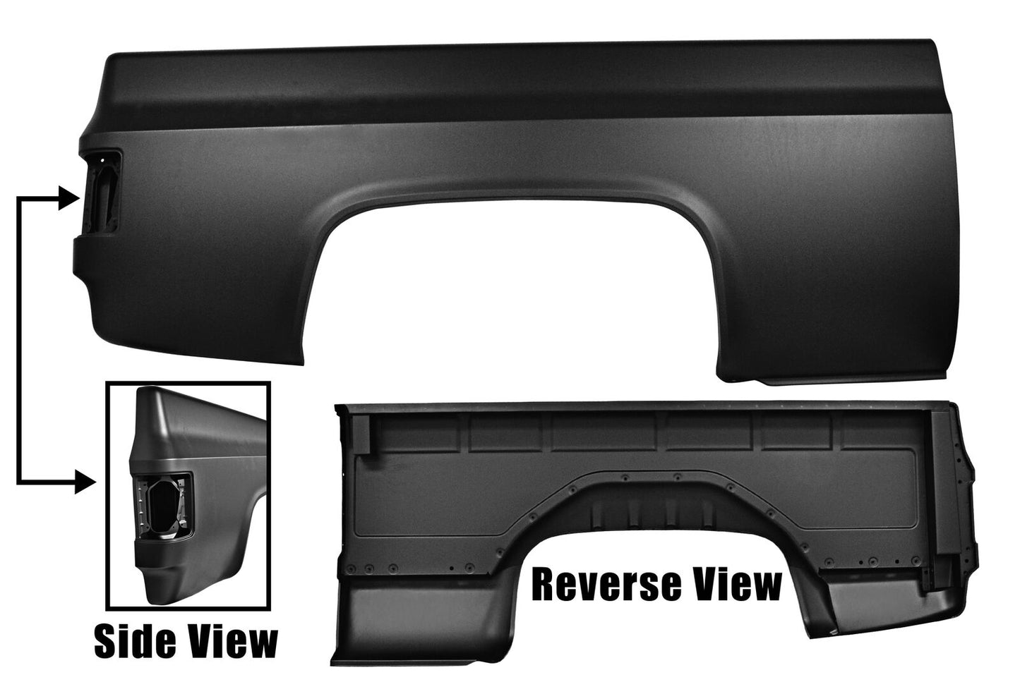 1981 ~ 1987 Chevy Pickup Truck Bedside Panel Right Side Short Bed No Hole