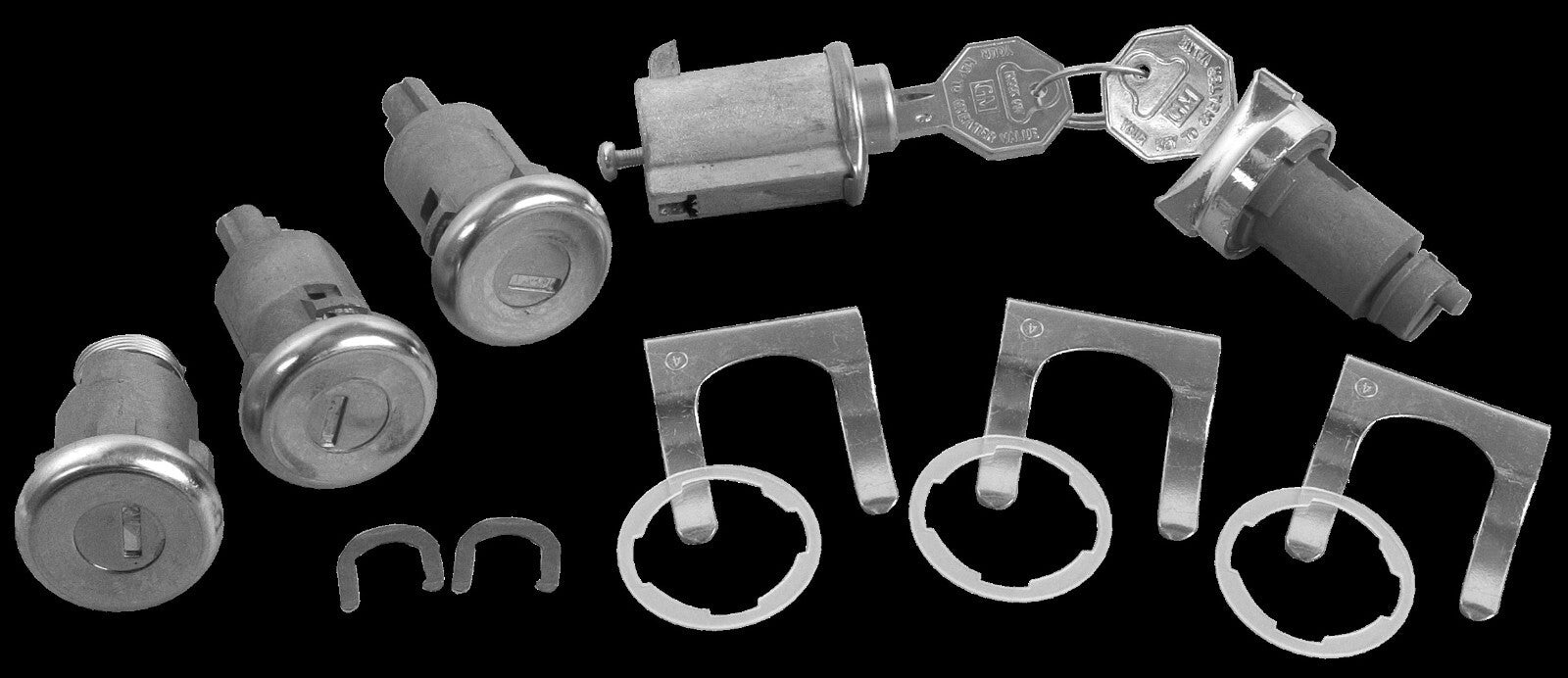 Lock Kit Original w/Long Cylinder Ignition, Door, Glovebox, Trunk 1961-62 Impala