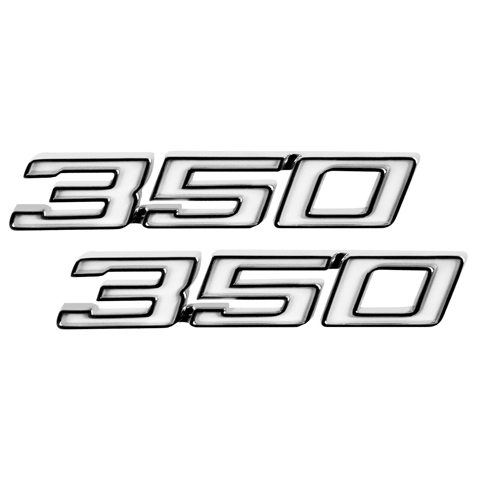 1970 1971 1972 Chevelle Fender Emblem "350"  Chrome White Pair Right & Left Side