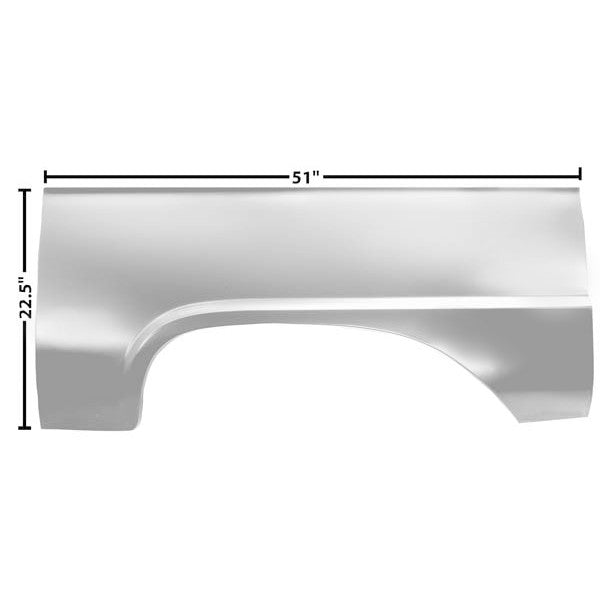 1966 - 1977 Ford Bronco Lower Quarter Panel Skin Left Side Weld Through Primer