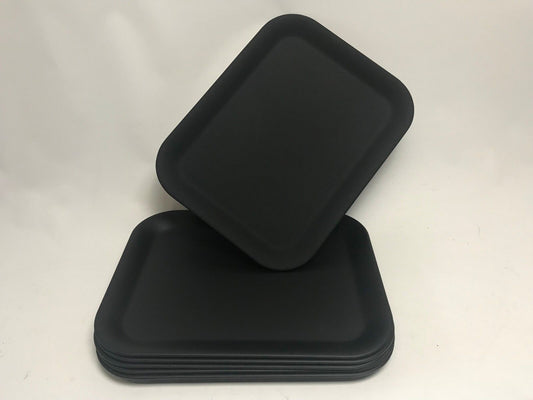 Plateful USA Black Melamine Non-Slip Serving Dining Food Tray Plates 13X10" 6PCS