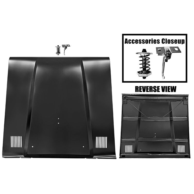 HOOD W/2" COWL W/VENTS 1966-77 FORD BRONCO W/WINDSHIELD LATCH HOLES