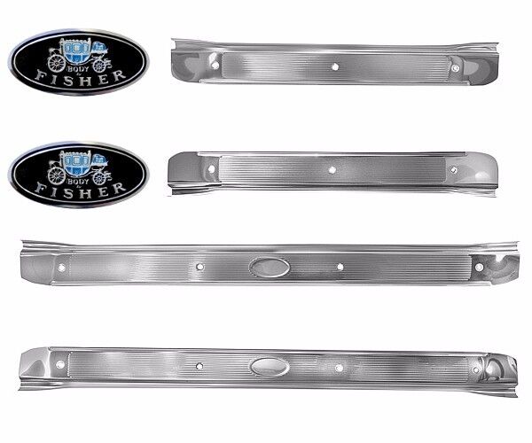 68 69 70 71 72 Chevelle STINLESS Sill Scuff Plates 4 Peces Set w/ Fisher Decals