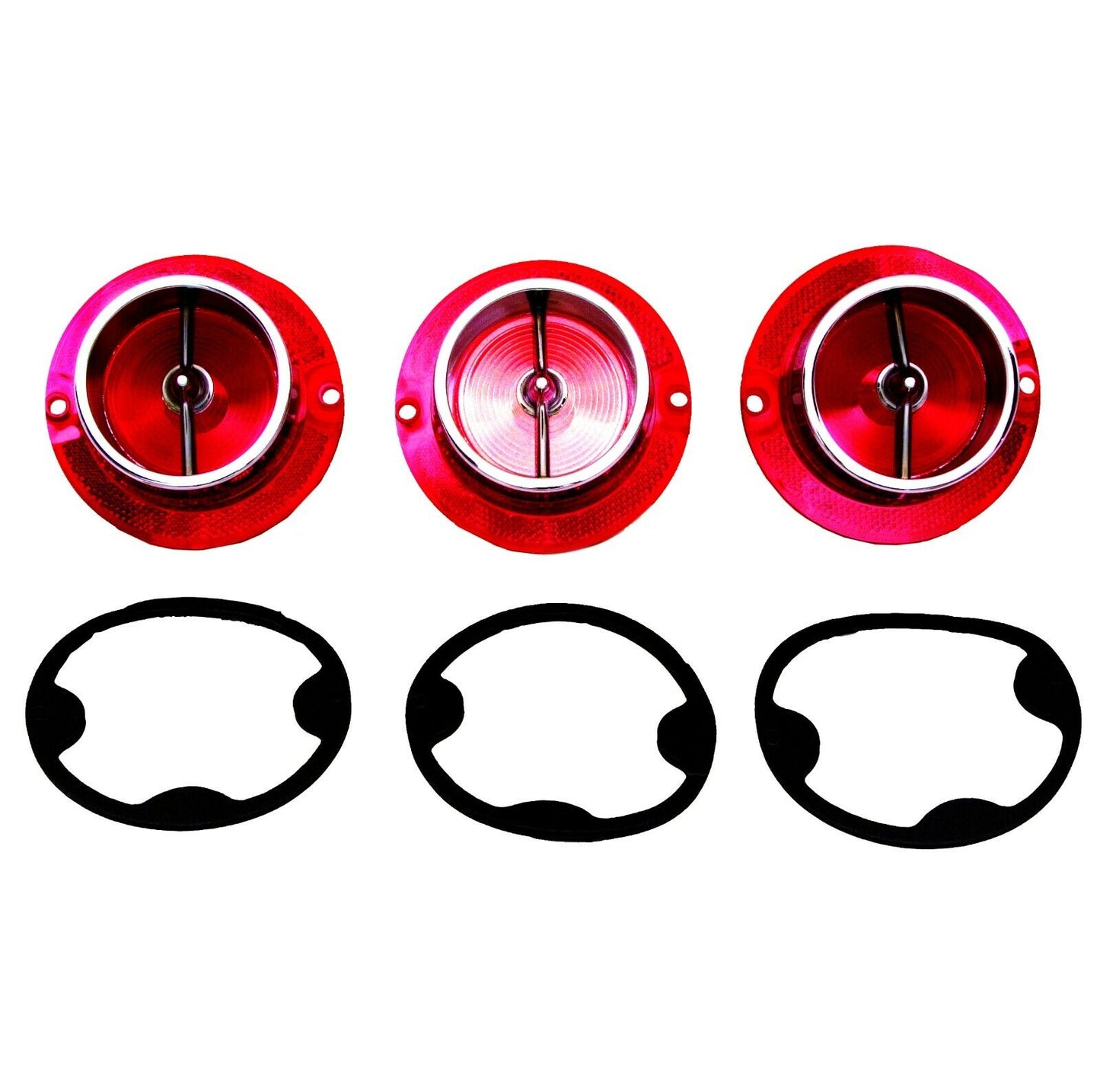 1963 Chevy Impala Tail Lamp Light Lens Len w/ Trim & Gasket 3 PCS set Dynacorn