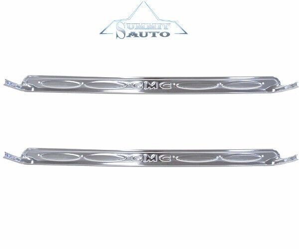 60 61 62 63 64 65 66 Chevy Pickup Truck Door Sill Scuff Plates w/GMC Chrome Pair