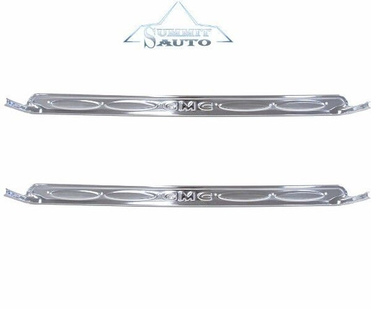 60 61 62 63 64 65 66 Chevy Pickup Truck Door Sill Scuff Plates w/GMC Chrome Pair