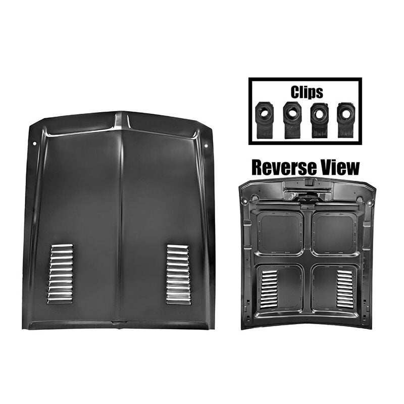 HOOD  SCOOP STYLE STEEL  1968 FORD MUSTANG BLACK/FOR SHELBY FRONT END