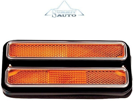 68 -72 Chevy GMC Pickup Truck Front Marker Lamp Light Amber Lens w/Chrome Trim