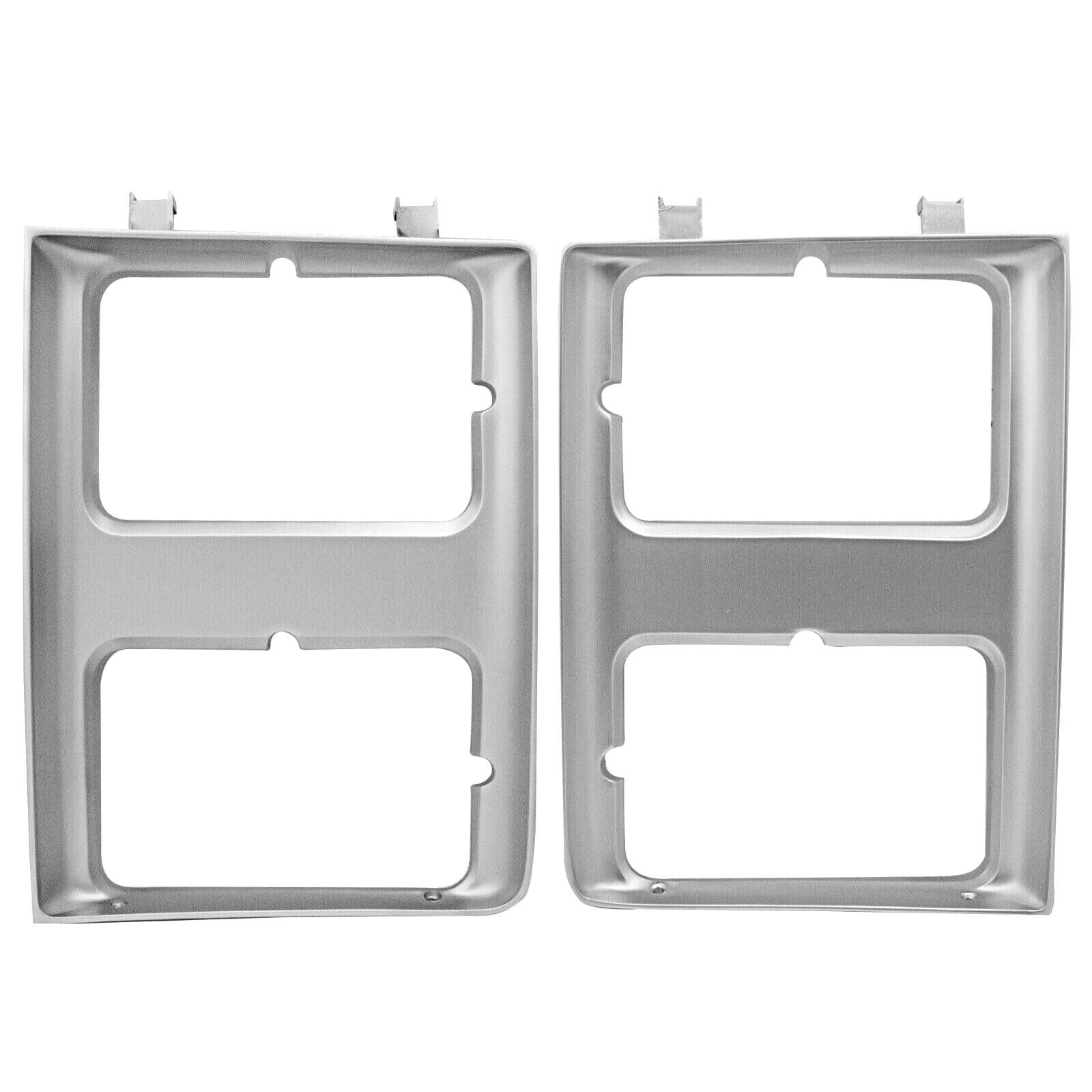 1985 ~ 1988 Chevy PU Blazer Suburban Silver Headlamp Door Dual Rect 2 PCS Pair