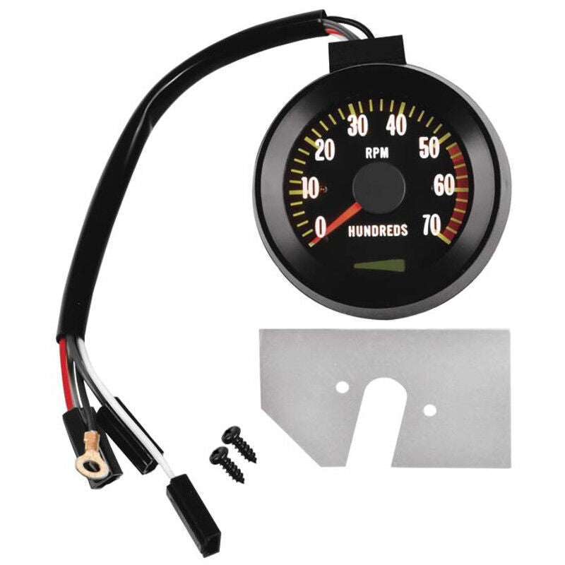 1967 Chevelle El Camino  Console Tachometer Black 6000 Red Line w/ Hardware