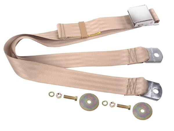 SEAT BELT LIGHT TAN 74" LIFT BUCKLE LATCH FORD MUSTANG