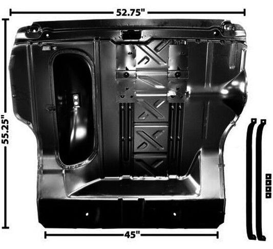 55-57 210 150 Bel Air Nomad Trunk Floor Pan w/Tire Cut Out & Gas Straps Hardtop