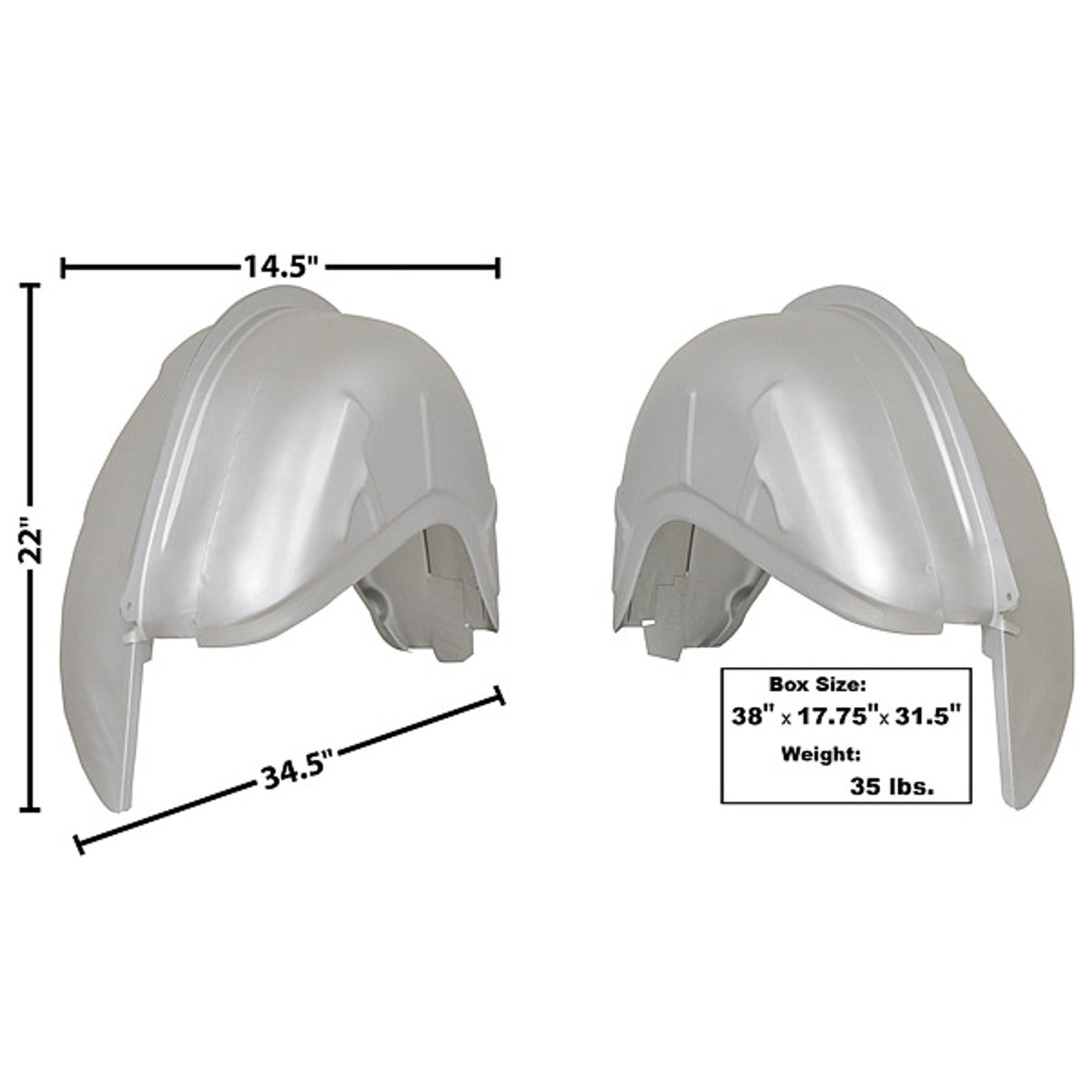 Inner & Outer Wider Wheelhouses 7.9" Left & Right Weld Throu Mustang MSWH6566-73