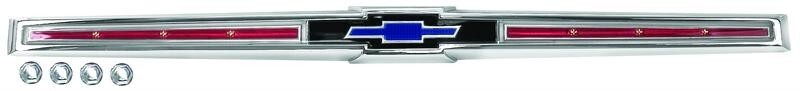 REAR TRUNK PANEL EMBLEM W/CHROME BEZEL 1965 IMPALA