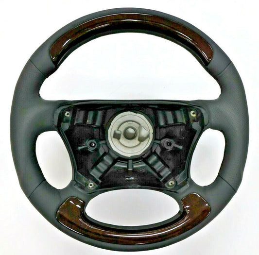 Fits 2009~2006 Mercedes Benz S W220 Steering Wheel Walnut+Black Leather V1