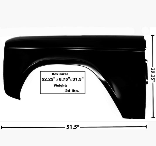 1966~1977 Bronco Fender Left Driver Side EDP Coated Steel Dynacorn