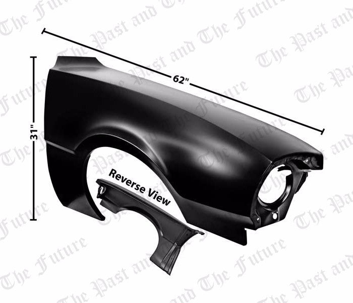 1970 - 1972 Maverick Right Fender w/o Marker Lamp or Antenna Holes MVFD7072-2R