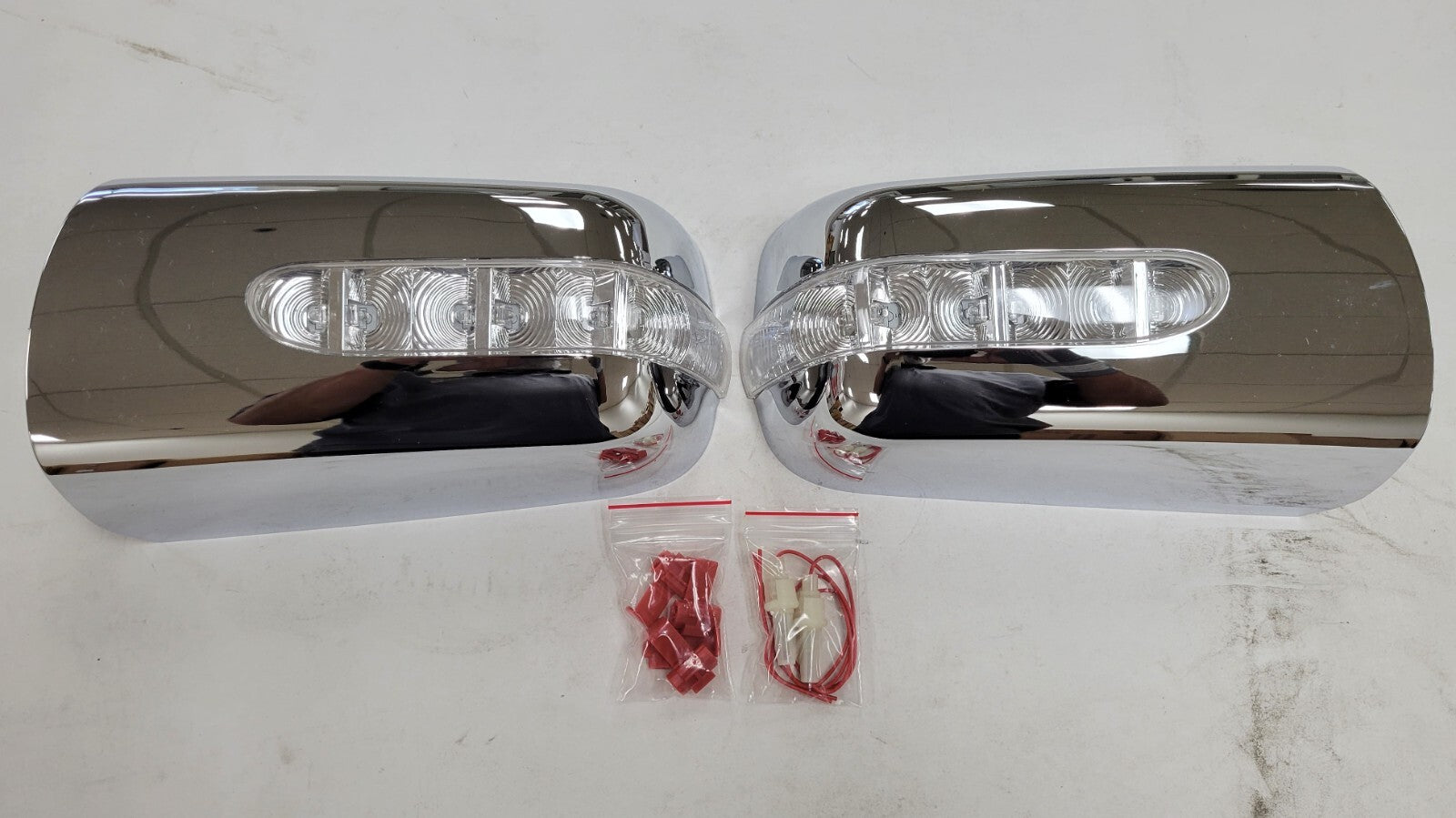 Fit Mercedes 00-02 W210 E-Class Chrome Side Mirror Cover+Led Turn Signal Light