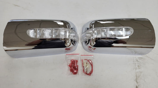 Fit Mercedes 00-02 W210 E-Class Chrome Side Mirror Cover+Led Turn Signal Light