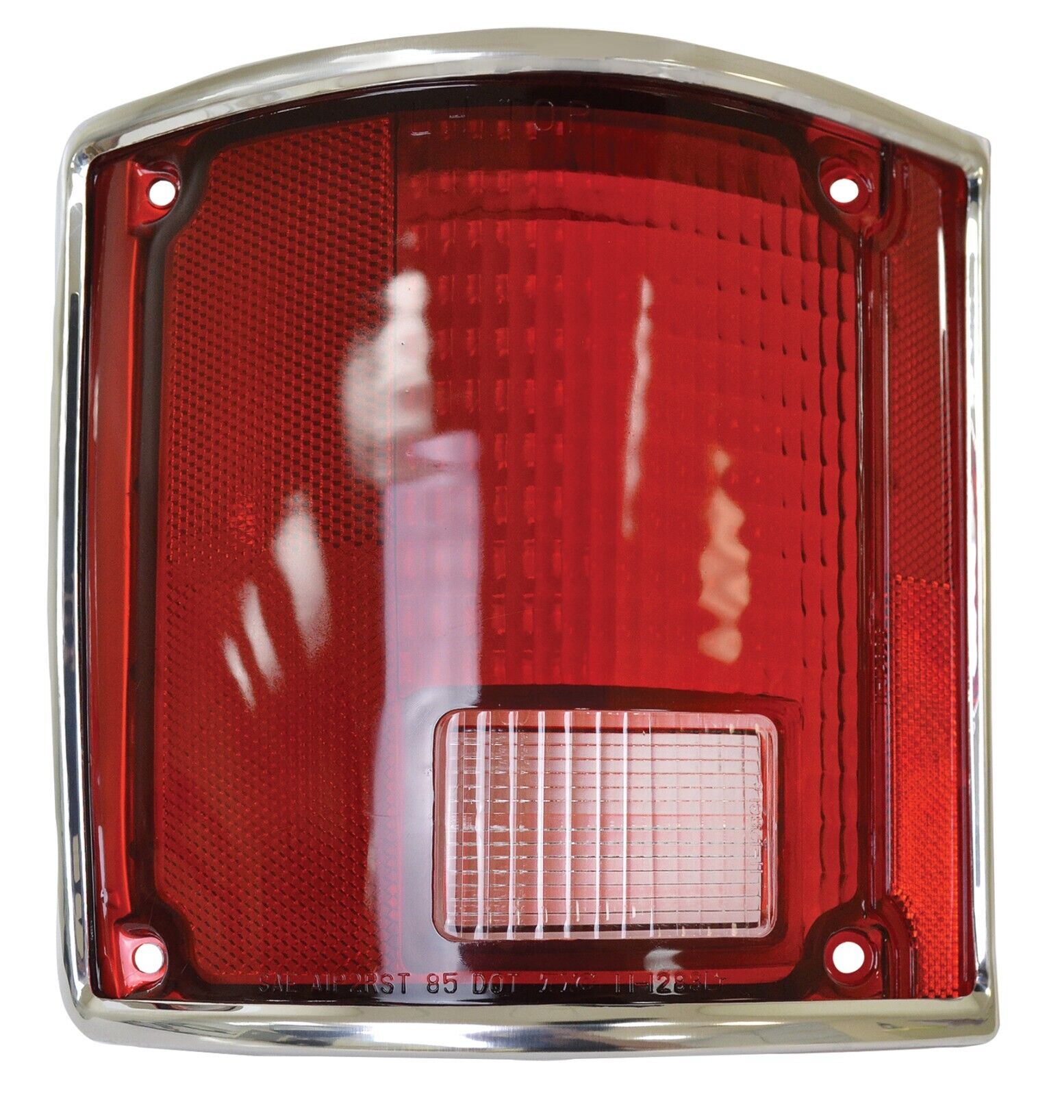 1973~1987 Chevy Pickup Truck Taillight Lens w/ Chrome Bezel Trim Red Lens Left
