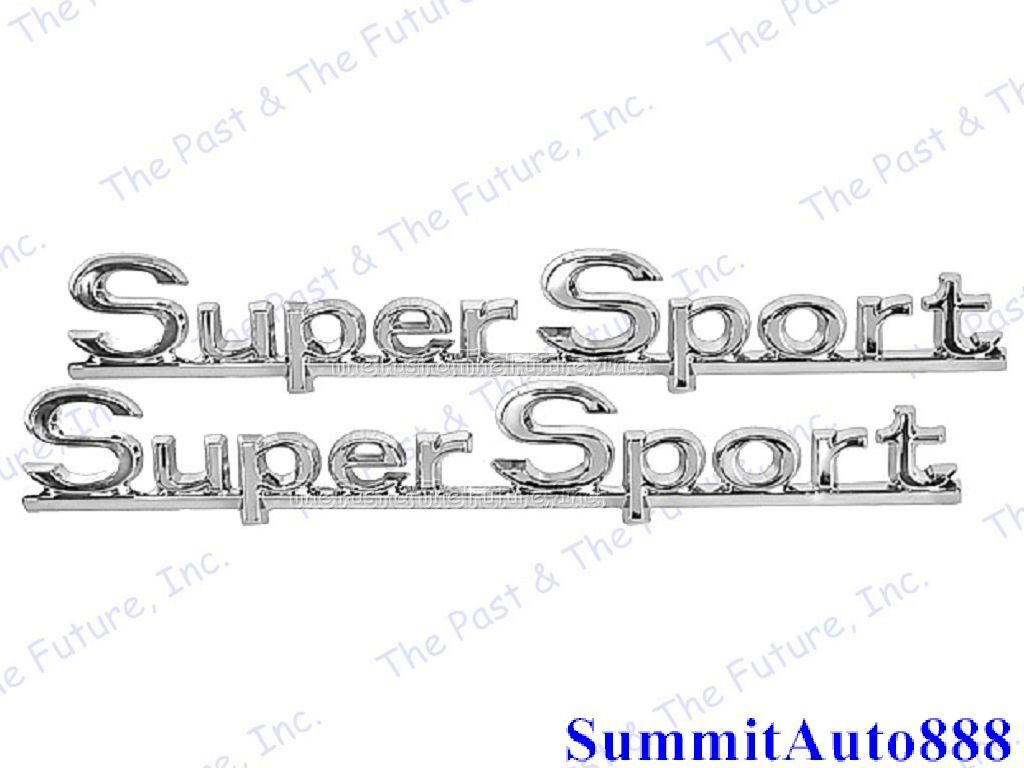 1966 66 Chevy Chevelle El Camino Quarter Emblem Super Sport SS Pair 2PC CVEM66-6