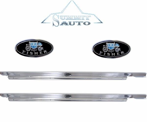 62 63 64 65 66 67 Chevy Nova Sill Scuff Plates Pair Right & Left side w/ Decals