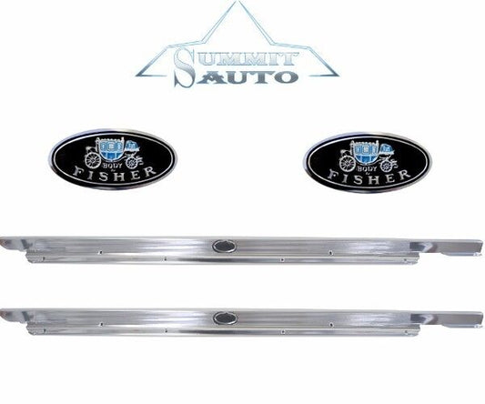 62 63 64 65 66 67 Chevy Nova Sill Scuff Plates Pair Right & Left side w/ Decals