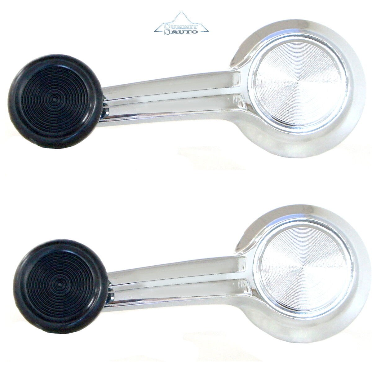 1967 Chevelle Nova Impala GTO El Camino Door Window Cranks w/ Black Knobs Pair
