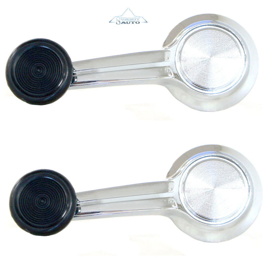 1967 Chevelle Nova Impala GTO El Camino Door Window Cranks w/ Black Knobs Pair