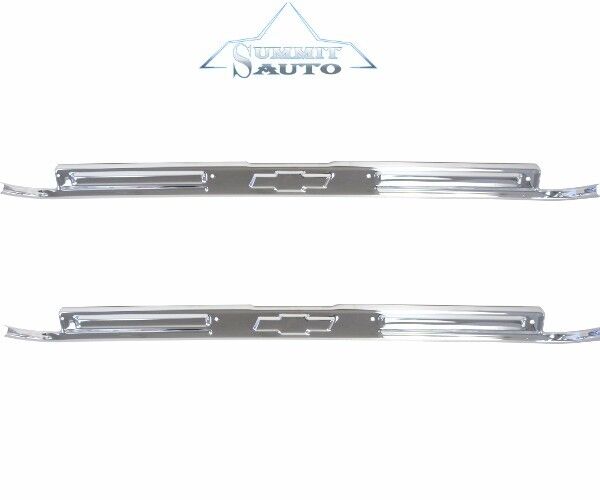 1967 68 69 70 71 72 Pickup Truck Door Sill Scuff Plates Stainless Pair w/Bow Tie