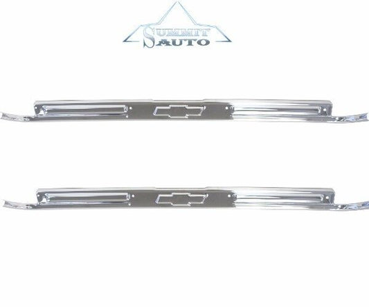1967 68 69 70 71 72 Pickup Truck Door Sill Scuff Plates Stainless Pair w/Bow Tie