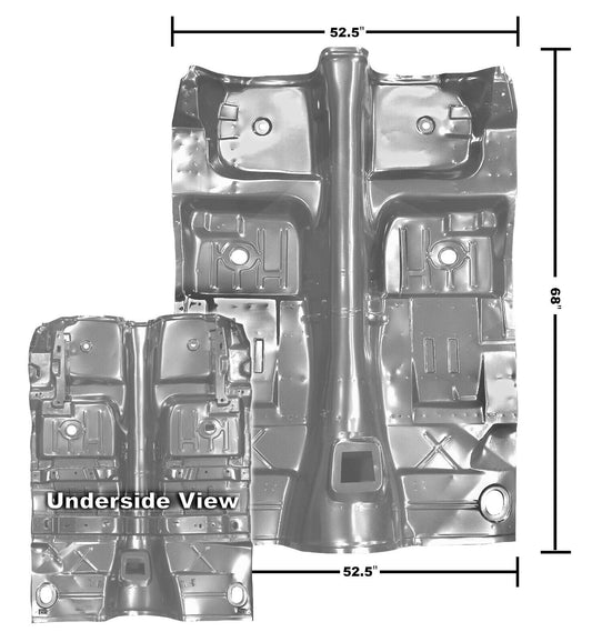 1970~1973 Camaro Complete Floor Pan w/ Braces Weld Through Primer Dynacorn