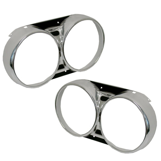 1966 Chevelle El Camino Headlamp Headlight Bezel Pair 2 PCS wo Extention